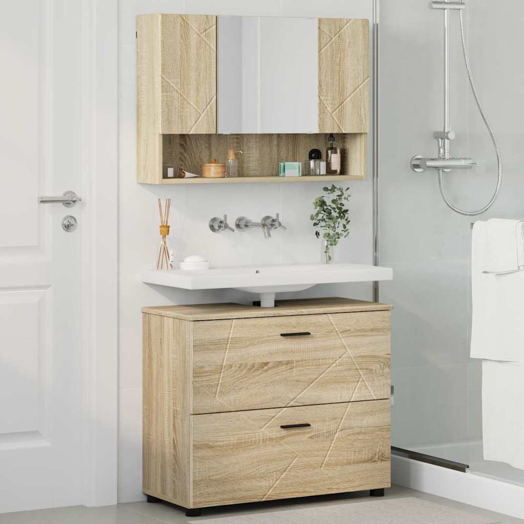 Bathroom Furniture Set 2 pcs Sonoma oak 76.5 x 35 x 64 cm